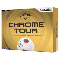 Callaway 卡拉威 Chrome Tour True Track 高爾夫球, 1個, 12入, 藍色 + 紅色