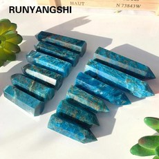 자연 치유 크리스탈 블루 인회석 단일 포인트 지팡이 영기 광택 육각 오벨리스크 기둥 홈 데스크 장식, 6-7cm, 1개