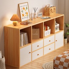 XFD 낮은 수납장 우드 사물함 다목적 오픈책장 서랍장 DIY 가구, 원목색