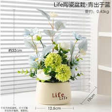 臺灣出貨 假花花裝飾品擺件陶瓷花盆感逼真客廳室內假綠植花卉盆栽 ZT7L, Life陶瓷盆栽-青出於藍, 1個