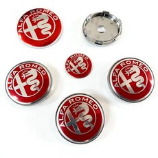 알파 로메오 줄리에타 미토 브레라 줄리아 자동차 휠 허브 개조 커버 장식용 캡, 5. silver red