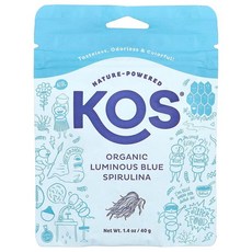 KOS 유기농 Luminous Blue 스피룰리나 분말 40g(1.4oz) KOO-51045, 40g, 1개