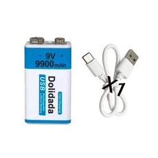 2024 충전식 배터리 멀티미터 마이크 장난감용 베스트셀러 9V 9900Mah + USB 고속 충전 라인 LI-ION, 1개, 없음