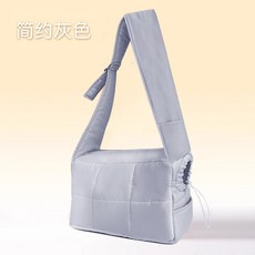 寵物包秋冬季貓包保暖絎棉便攜外出狗包貓咪大容量出門單肩斜跨包, 1個, 灰色泡芙包