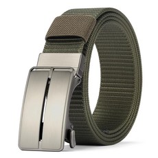 GOIACII 래칫 전술 건 벨트 남성용 골프 벨트 3.5cm1 3/8인치 나일론 웹 벨트 자동 슬라이드 버클 포함 그레이-2.