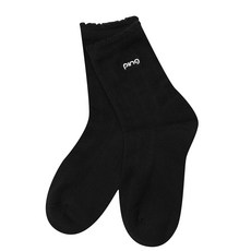 핑 여성 로고 자수 중목 양말 (121E7SC051_BK) 506412, BK, 1개