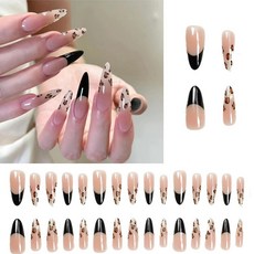 치타 프린트 롱 네일 - 여성용 아크릴 프레스 온 네일 가을 온 글래머닉 스타일 디자인 멋진 매니큐어를 위한 내구성 있는 네일! 144972