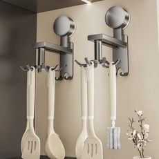 조리도구걸이 360도 회전걸이 다용도 주방걸이 수납 정리대 8구, 1개, 그레이