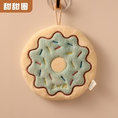 可愛卡通造型掛式擦手巾 加厚速乾吸水廚房衛生間手帕, 可愛甜甜圈, 1個裝