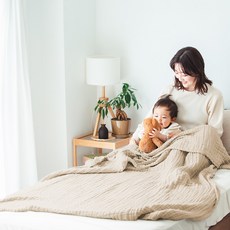 케라타 블랭킷 대형 유아담요 6중 거즈, 베이지