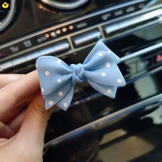 펄리본 차량용 석고방향제 자동차 신차선물 송풍구 차량용품 여성용, K. 그레이 블루 폴카 도트 리본