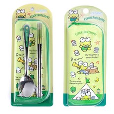 giya shop韓國製三麗鷗大眼蛙餐具組，正版授權，環保材質，輕巧方便攜帶, 餐具袋, 1個