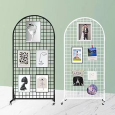 스탠드 이동식 파티션 전시대 작품 메쉬, F. 흰색 140x100 바퀴 포함