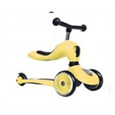 SCOOT AND RIDE Highwaykick 兒童滑板車，可轉換騎乘模式，座椅高度可調，兒童滑板車首選, 萊姆黃色, 1個