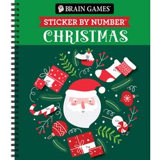 (영문도서) Brain Games - Sticker by Number: Christmas (28 Images to Sticker - Santa Cover - Bind Up) Spiral, Publications International,..., English, 9781639383764