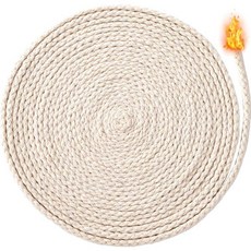 Pndeyo 65.6피트 1/10인치(3mm) 오일 램프 윅스 원형 면 윅스 버너 알코올 등유 횃불 랜턴용 땋은 양초 교체 - 베이지