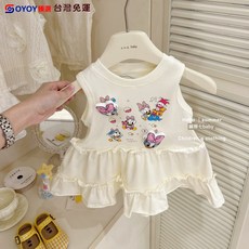 OY1 唐老鴨 咸檸七 連衣裙 卡通 公主 背心裙 夏季 新款 可愛 韓版 女童