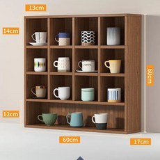 찻장 원목 그릇장 상부장 진열장 머그컵 컵진열장 주방 미니, J. 60x60cm 호두색 격자무늬