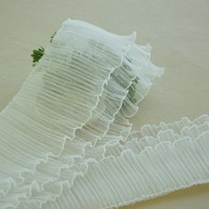 15CM 폭 3 겹 메쉬 주름 원단 러플 레이스 트림 자수 프린지 리본 드레스 칼라 스커트 헴 라인 바느질 장식, 02 WHITE × 1개, 1개