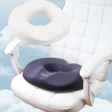 아엘론 임산부 인체공학 도넛방석 메모리폼 사무실방석, 1개, 블랙/블랙
