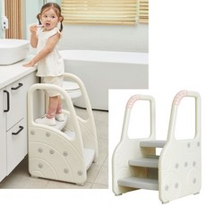 주방 세면대 유아계단 3단 디딤대 러닝타워 가성비 유치원 아이계단 아기발판 욕실 디딤발판, 색상_레인보우, 1개