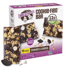 Lenny & Larry's The Complete Cookie-fied 바 쿠키 & 크림 45g - 식물 기반 단백질 바 비건 및 GMO 프리 (9팩), 쿠키 및 크림