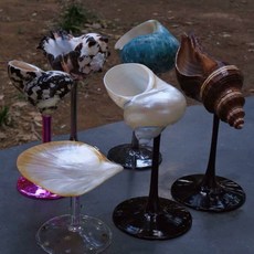 소라 고블렛 아트 디자인 껍질 조개 글라스 와인잔 데코 블랙 킹콩 블랙