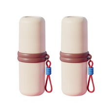 더자카 브라이트 컬러 휴대용 칫솔 케이스, 아이보리, 2개