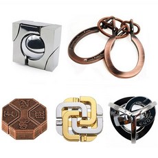 고리 잠금 방탈출 데블스 두뇌 플렌 풀기 보드게임, 5-8세 선물용 클래식 5개 B형, 1피스