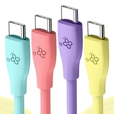 아이엔조이 60W 마카롱 PD C to C타입 고속 충전 케이블 4개입, 1.2m, 혼합색, 1세트