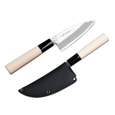 일본 NIKKEN 데바칼 일월도 나무손잡이 생선뼈칼, 칼집 포함, 1개