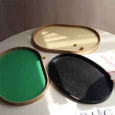 딱다구리 천연 옻칠 우드쟁반 삼베트레이, 1개, 베이지