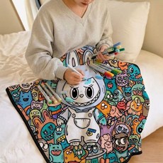 컬러링 담요 성인 색칠 취미 집콕 힐링 놀이 담요 라부부 70x100cm
