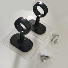 무타공 천장 커튼봉 브래킷 접착식 조절 커튼 후크 옷장 침실에 적합, 1개, 2. 2pcs Black