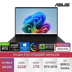 에이수스 2025 프로아트 P16 라이젠AI 라이젠AI 300 시리즈 지포스 RTX 5070, 나노블랙, 1TB, 32GB, WIN11 Home, H7606WP-ME041W