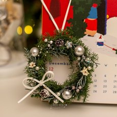 DAY OFF 聖誕花圈 聖誕禮物 交換禮物 門上裝飾 聖誕樹裝飾 乾燥花 仿真花 小花圈, 1個, 10cm花圈