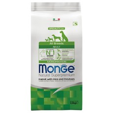 瑪恩吉 MONGE 優質呵護系列 兔肉米飯馬鈴薯 成犬狗飼料 2.5公斤, 1個