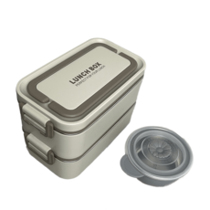 草綠色上班族便當盒微波爐保溫不鏽鋼2層1層老公便當容器, 淺褐色, 1個