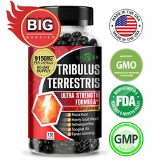 Tribulus Terrestris 추출물 - 에너지 성능 기분 개선 호르몬 균형을 위한 최대 효능 테스토스테론 부스터 및 에스트로겐 차단제 지원 - 120 캡슐, 60캡슐-3병, 60정