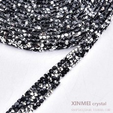 가방 큐빅 붙이는 테이프 스톤 반짝이 공예 옷에 수예 스티커 리폼 블링 90cm, 실버 블랙 다이아몬드 원사이즈(90cm길이), 1개, 실버 바닥 블랙 다이아 90cm