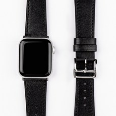 모할랩 애플워치 3/4/5/6/7/8/9/SE 호환 가죽 싱글 레더 스트랩 + 보호필름 1p 세트, 01블랙, 45mm, 블루투스