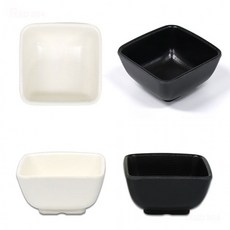 멜라민 한정식 사각 찬기 반찬그릇 소스볼 양념볼 후식볼 종지 그릇 길이 10cm, 블랙, 블랙