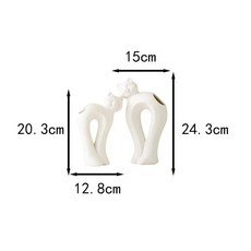 세라믹 꽃병 장식품 심플 꽃꽂이 홈 오피스 거실 장식 화이트 도자기, 2. Big Head Cat White S