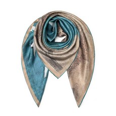 SHIROUYU 100% 멀베리 실크 스카프 109.2cm43인치 라지 스퀘어 숄 - 여성용 오버사이즈 머리띠 선물 포장 화이트-블루 141124, 블루-13