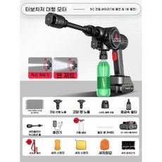 무선 자동차 세차 고압 물분사 펌프 세차분사기 가정용 자동차 청소, 터보 슈프림 모델   79998 회 과급 / 100 배