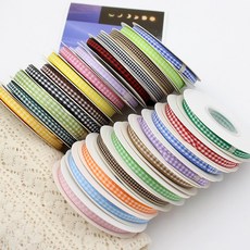 (인형소품) (1롤-22m) 6mm 체크리본 격자리본, 로얄블루, 1개