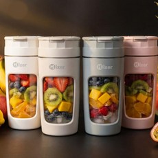 스무디블랜더 휴대용 무선 믹서기 텀블러 미니 블렌더 개인용 과일 주스 쉐이커, 스노우화이트