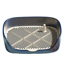 開放式防濺狗狗便盆，網格瀝尿設計，防滑穩固，易清潔寵物訓練便盆, 復古藍, 1個