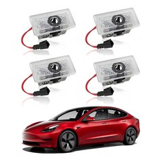 자동차 도어 조명 로고 프로젝터 모델 Y 3 X S용 액세서리와 호환 페이드 없음 4K-HD 퍼들 라이트 자동차 웰컴 라이트 3D 레이저 고스트 섀도우 라이트 (블루 로고), 블루