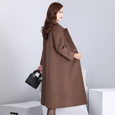 캐시미어오버코트 항저우 여성 무릎넘어 가볍게 사치한 스타일리쉬 고급 모직 엄마 양털 울 11 월14 발 다함, 1개, 3XL145-160 근